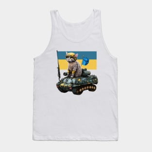 Cat Ukrainian Soldier Tank Top